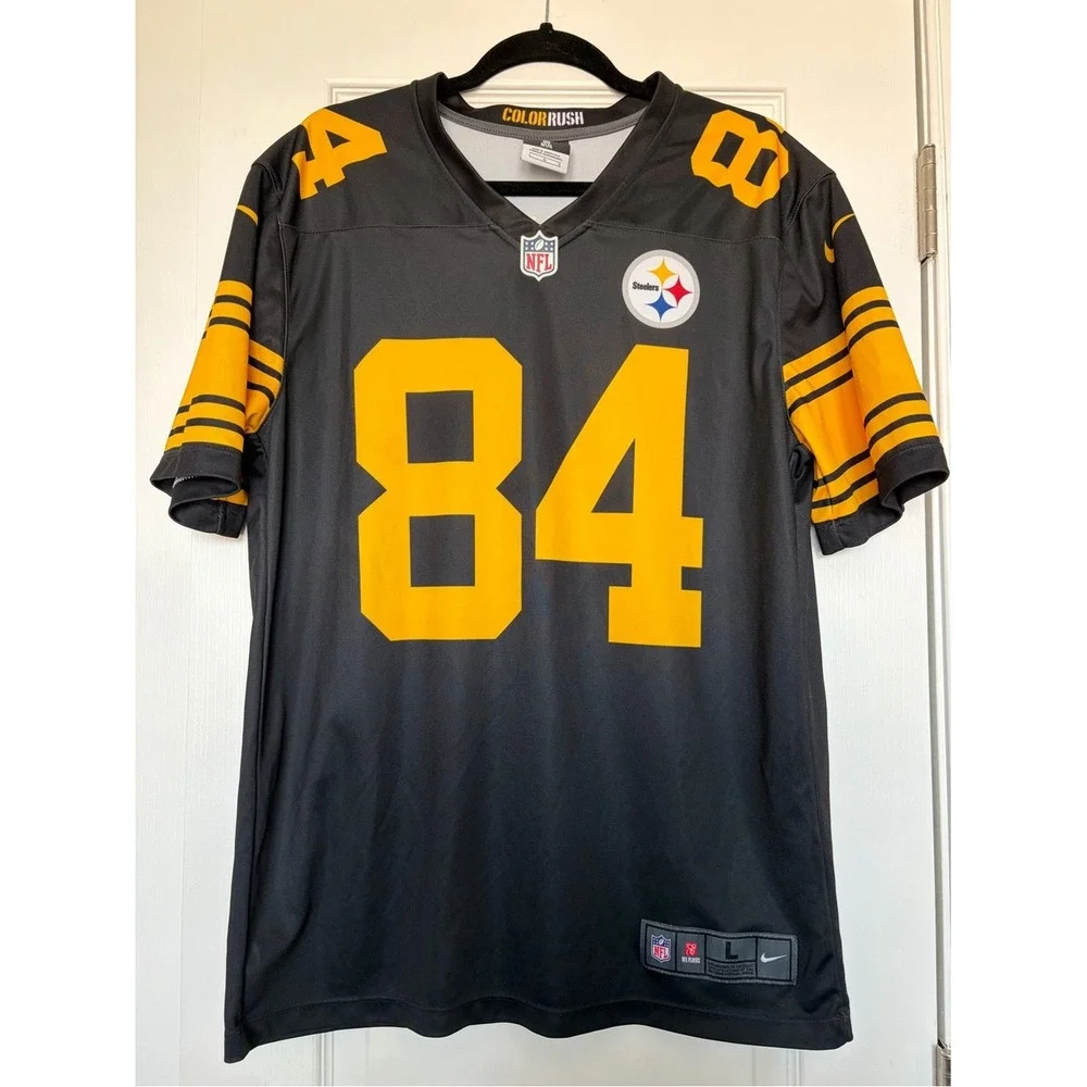 Nike Pittsburgh Steelers Antonio Brown 84 Color Rush Jersey Mens Large Black